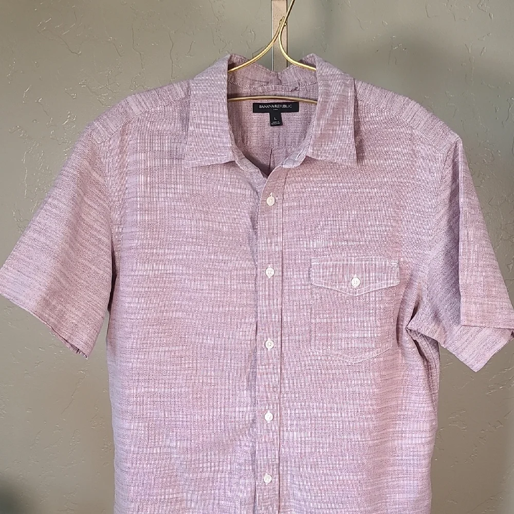 Banana Republic Red Casual Button Up Shirt 100% Cotton Large